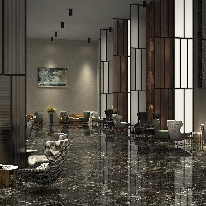 Marmerlook | Vloer-/wandtegel XXL | 120x120 | Nero Marquina