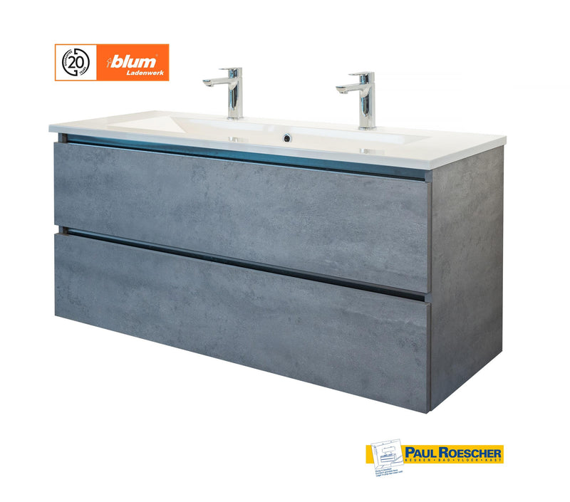 Lagoon | Topkwaliteit | Badkamermeubel dubbel | 120 cm | Betonlook