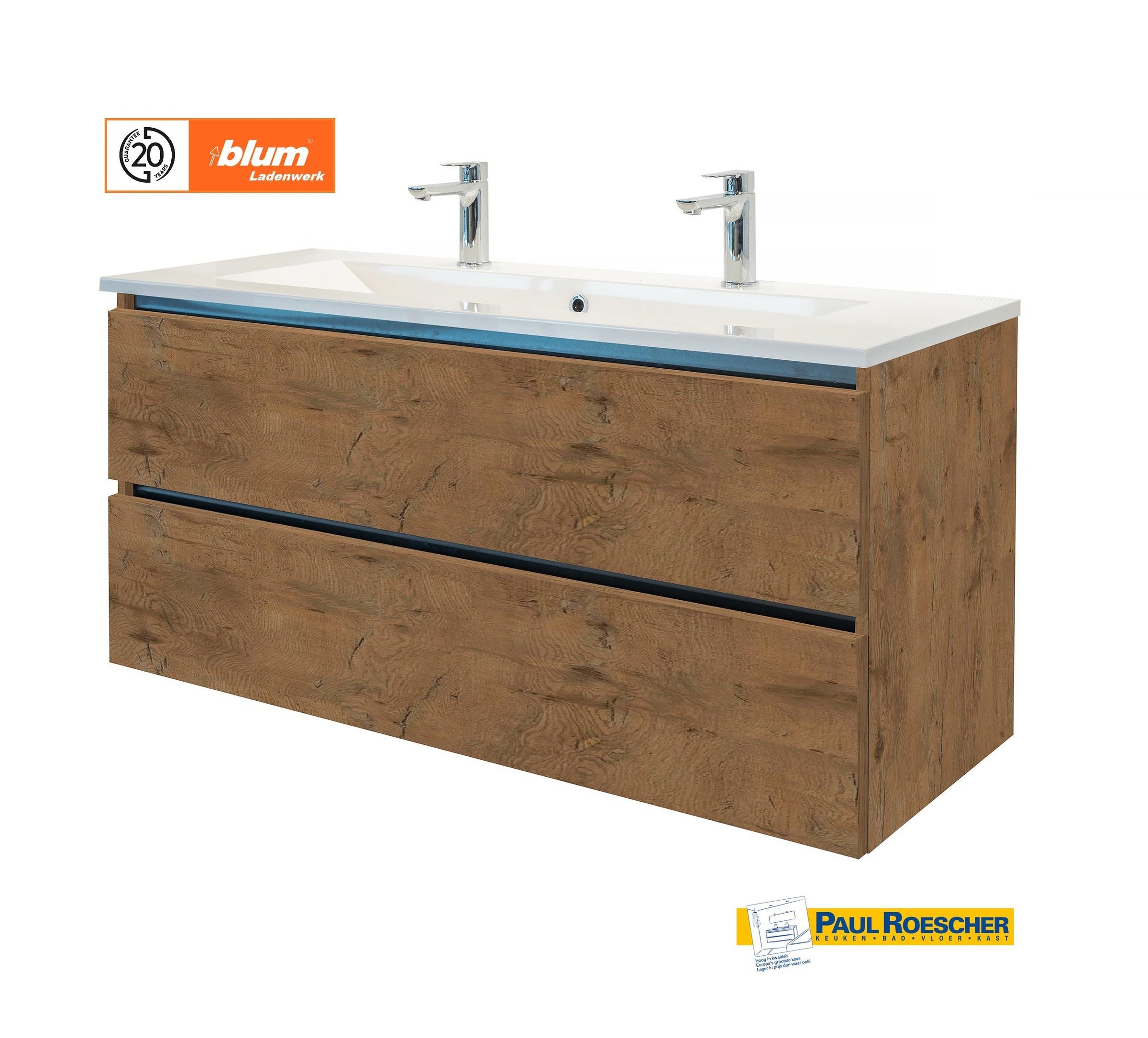 Lagoon | Topkwaliteit | Badkamermeubel dubbel | 120 cm | Lancelot Eiken