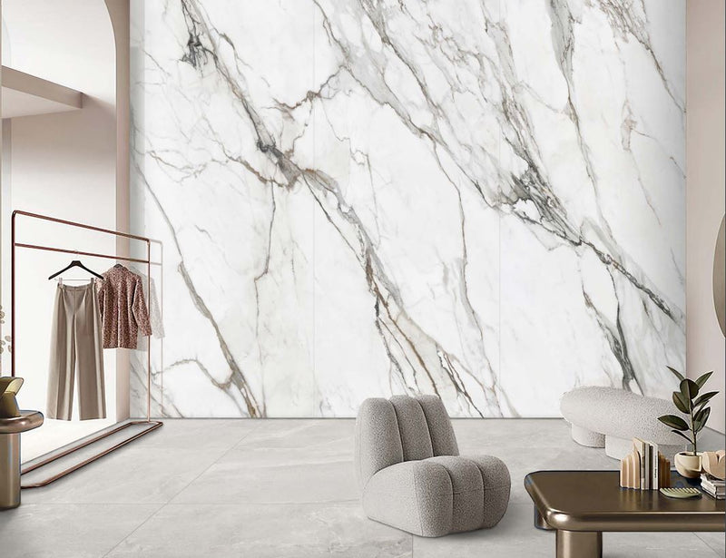 Marmerlook| Vloer-/wandtegel XXL | 120x280 | Marble Gold Glans