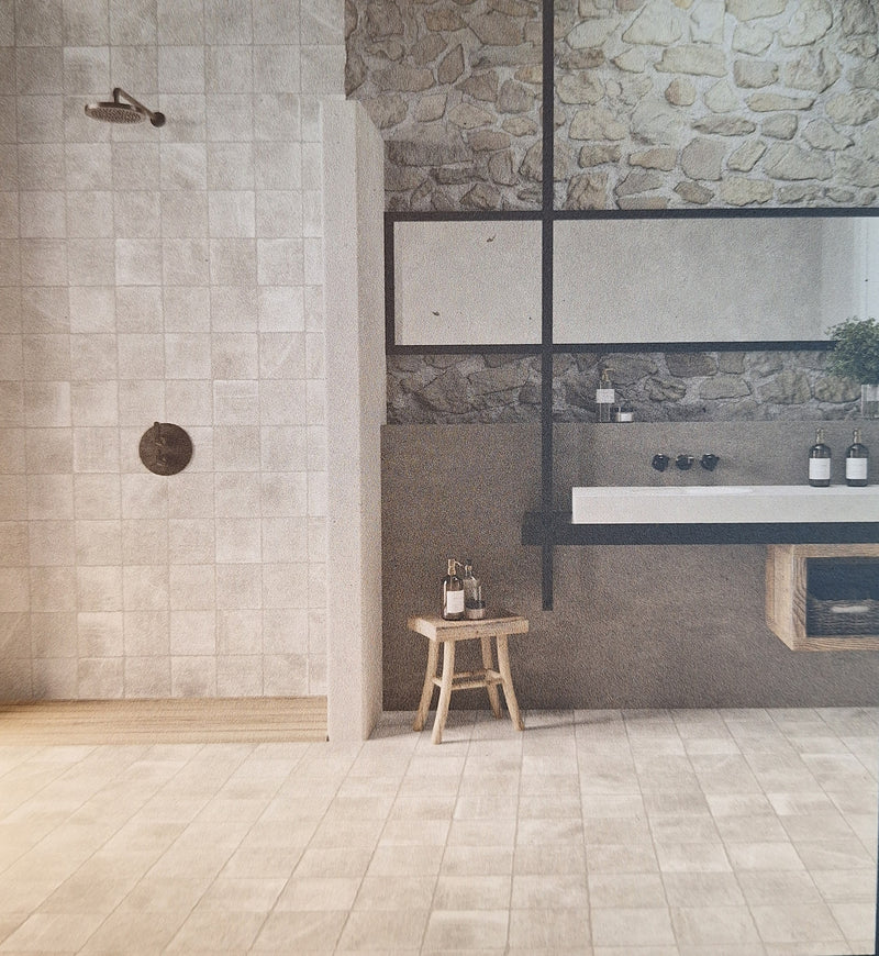 Natuursteenlook | Vloertegel | 20x20 | Carriere Havana Crema Mat getrommeld