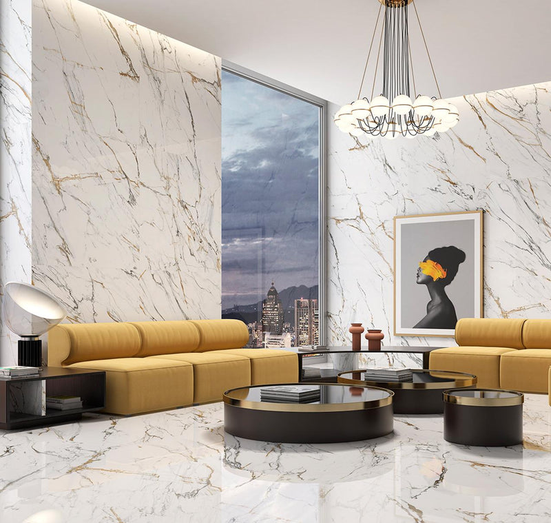 Marmerlook | Vloer-/wandtegel XXL | 60x120 | Gold glans