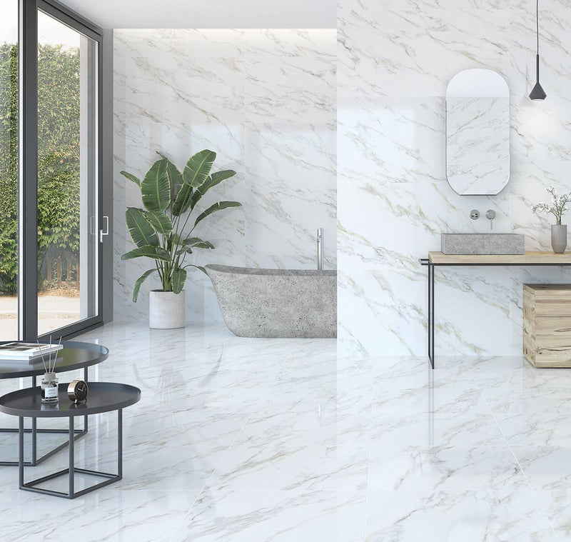 Marmerlook | Vloer-/wandtegel | 90x90 | Calacatta Gold