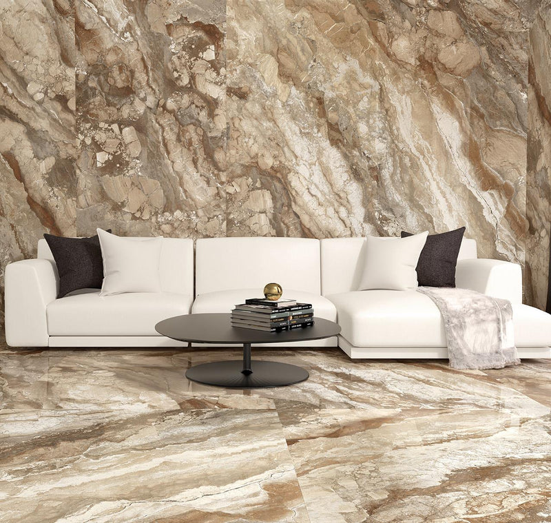 Marmerlook | Vloer-/wandtegel XXL | 120x120 | Desert Stone Brown