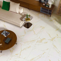Marmerlook | Vloer/-wandtegel XXL | 60x120 | Marble Tejos Golden White Glans