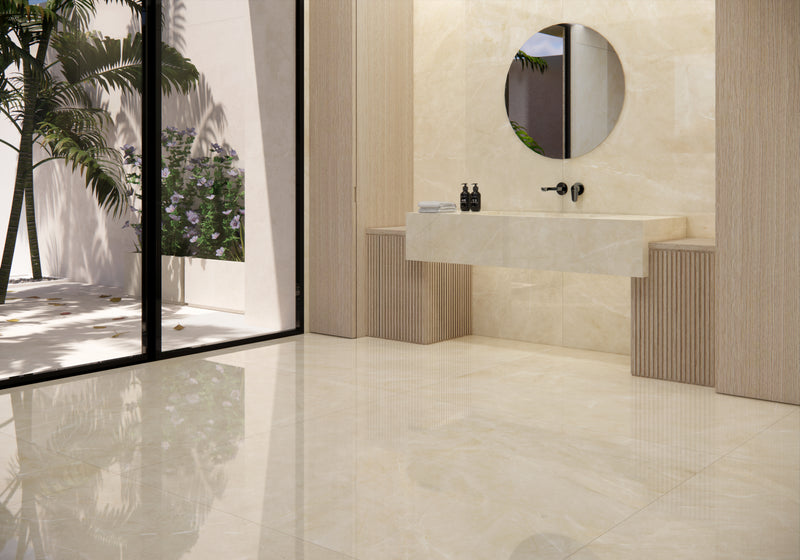 Marmerlook | Vloer/-wandtegel XXL | 160x160 | Wolf Crema Glans