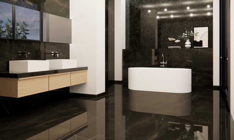 Marmerlook | Vloer-/wandtegel XXL | 160x160 | Natural Marble Dark