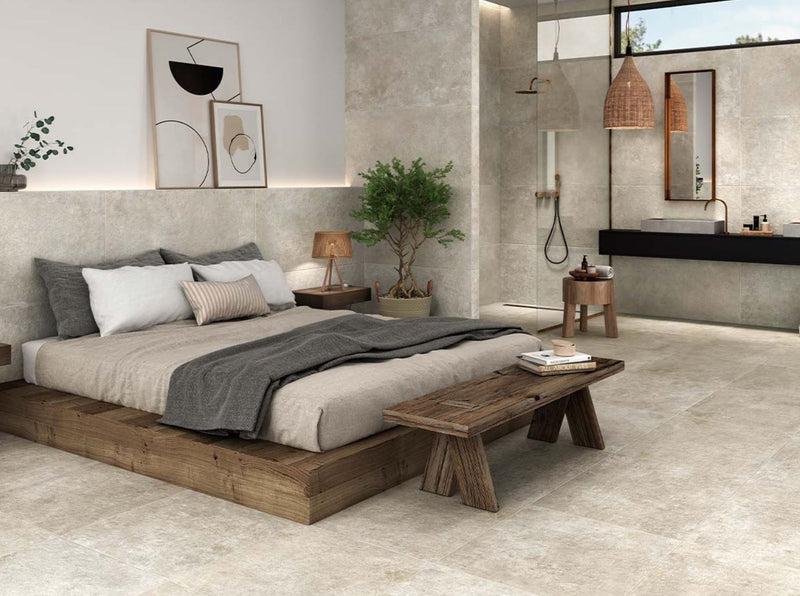 Zandsteenlook | Vloertegel XXL | 100x100 | Rustico warmgrijs