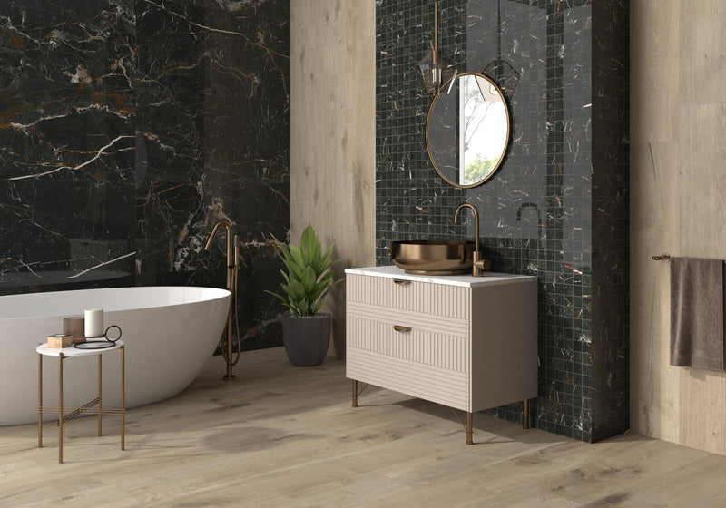 Marmerlook | Vloer-/wandtegel XXL | 60x120 | Marble Gold Nero Polish Exclusive