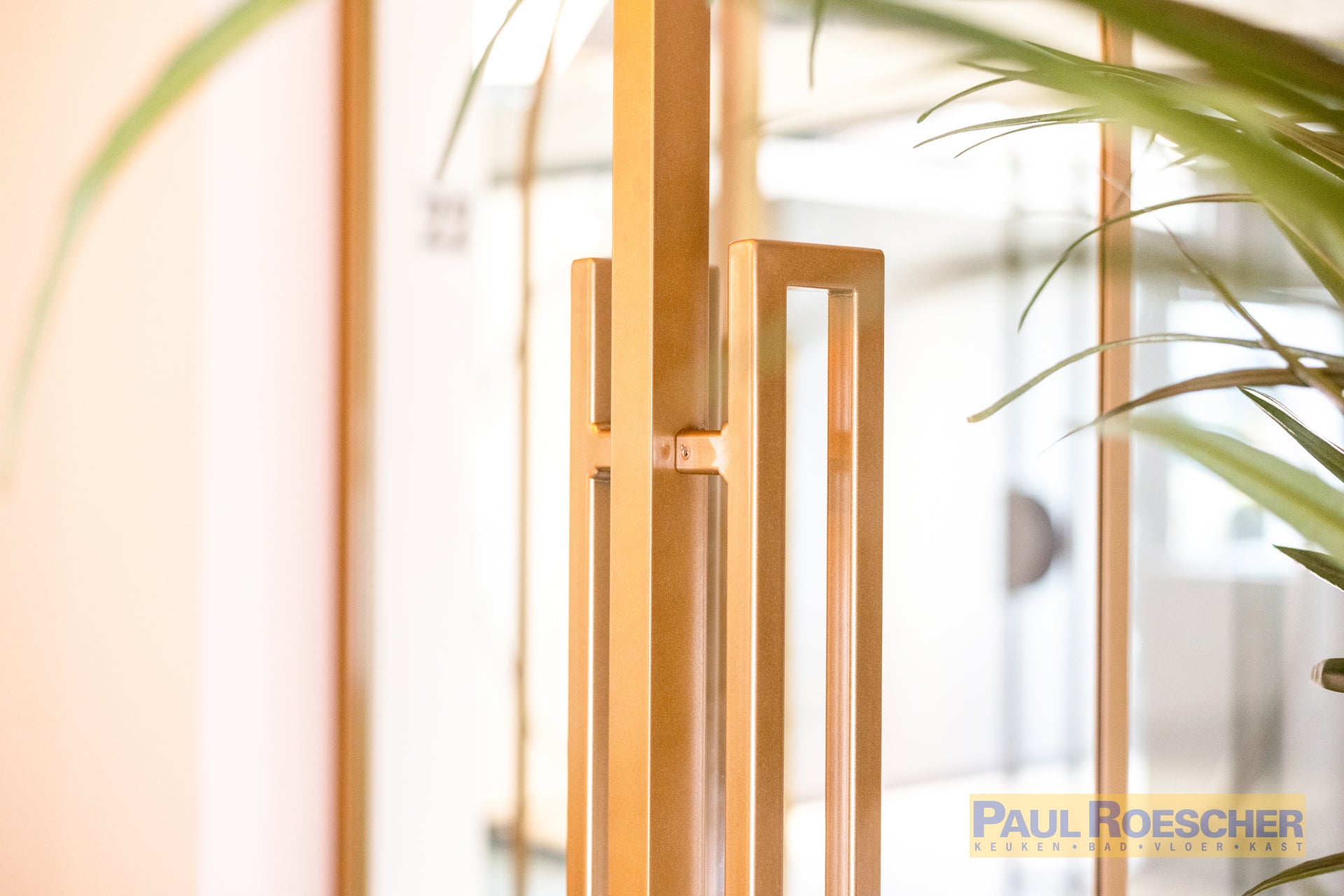 Luxe glazen deur met gouden frame