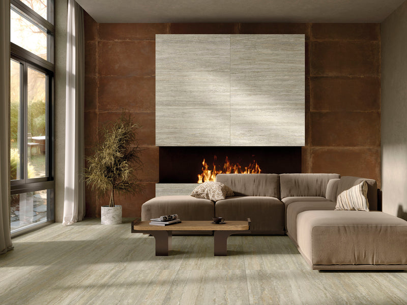 Travertinlook | Vloer-/wandtegel XXL | 60x120 | Nocciola