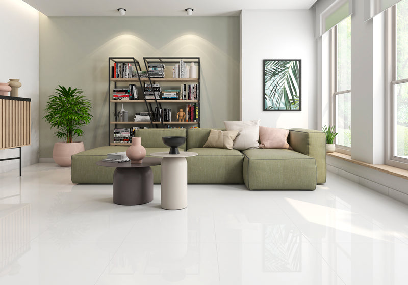 Effen | Vloer-/wandtegel XXL | 60x120 | Glans effen wit