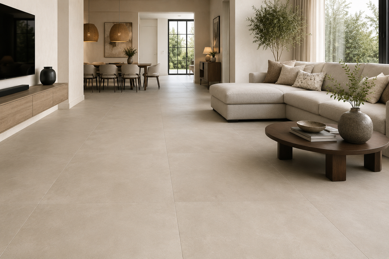 Betonlook | Vloertegel | 60x120| Beton effen zand