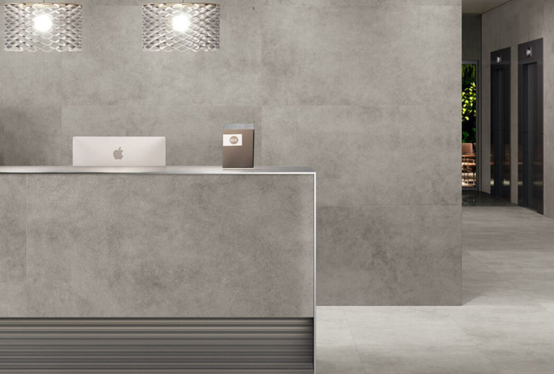 Betonlook | Vloertegel-/wandtegel XXL | 120x260 | Warmgrijs