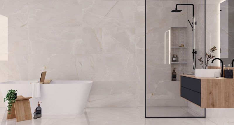 Marmerlook | Vloer/-wandtegel XXL | 60x120 | Lavoro Grey Glans